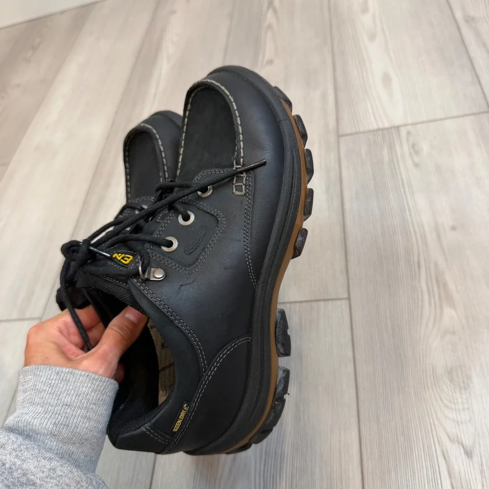 NEW Keen Nopo Lace Mens 8 Black Leather Waterproof Hiking Shoes 13025-BLCK